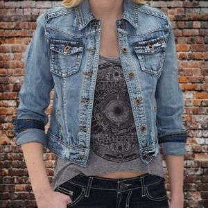 White Crow | Jean Jacket | Red Paisley Detail
